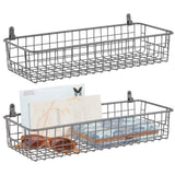 1 x RAW Customer Returns mDesign set of 2 metal wall shelves small storage basket for hallway, bedroom and other rooms organizer for letters, wallets, sunglasses or bathroom accessories bronze - RRP €27.64