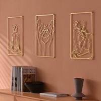 1 x RAW Customer Returns Pcs Gold Metal Wall Art Decor- Elegant, Stylish Female Body Line Art with 3D Shadow Effect- Abstract, Minimalist Wall Art for Bedroom, Living Room More- Modern, Gold Accent Decor - RRP €40.14