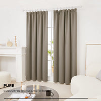 1 x RAW Customer Returns Deconovo Modern Living Room Curtains Blackout Thermal Insulating Modern Style Opaque Curtains with Pockets 140 x 200 cm Khaki - RRP €42.95