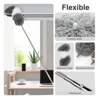 2 x RAW Customer Returns Long Telescopic Feather Duster Extendable Up to 2.5m, Telescopic Feather Duster Washable 7 Pieces for High Ceilings and Chandeliers, Spider Broom with Telescopic Handle, Duster with Blinds Cleaning Brush JOVANT - RRP €39.98