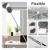 1 x RAW Customer Returns Long Telescopic Feather Duster Extendable Up to 2.5m, Telescopic Feather Duster Washable 7 Pieces for High Ceilings and Chandeliers, Spider Broom with Telescopic Handle, Duster with Blinds Cleaning Brush JOVANT - RRP €19.99