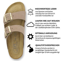 1 x RAW Customer Returns AFS-Shoes 2100, comfortable women s mules made of genuine leather, practical work shoes, slippers, handmade in Germany 40 EU, sand leather  - RRP €59.95