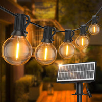 1 x RAW Customer Returns SUWIN Solar Fairy Lights Outdoor, 18M Fairy Lights Outdoor Bulbs 30 2 LEDS G40 Bulbs, Waterproof 4 Mode Solar Garden Garland Lights for Patio, Backyard, Balcony, Party USB Powered  - RRP €50.1