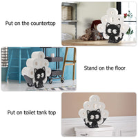 1 x RAW Customer Returns SUMNACON Black Metal Toilet Paper Holder WC Roll Holder Standing Paper Holder Toilet Roll Holder No Drilling Wall Mounted Decoration for Bathroom Kitchen Cat Pattern - RRP €31.42