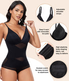 1 x RAW Customer Returns Niwicee Women s Shapewear Body Shaper Shapewear Mesh Cross Tummy Control Bodysuit Body Shaper Invisible Postpartum Reducer with Removable Pads Black, S  - RRP €28.99