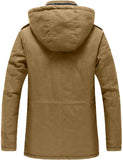 1 x RAW Customer Returns Uoiuxc Men s Winter Jacket Windproof Warm Jackets with Removable Hood Khaki,XXL  - RRP €96.42