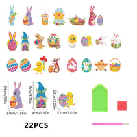 1 x Brand New Bekecidi 22 Pieces Easter Diamond Painting Stickers Kits, 5D DIY Diamond Art Mosaic Stickers, Easter Bunny Chick Eggs Painting Stickers, Easter Crafts for Easter School Activities Beginners - RRP €20.4