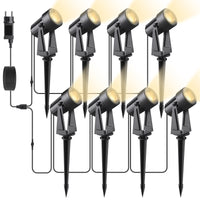 1 x RAW Customer Returns Svater LED outdoor garden lighting, 28m 92ft 8-pack 2400LM 8 2W garden spotlights 27V COB IP65 waterproof spotlight warm white with ground spike for outdoor garden yard - RRP €63.53