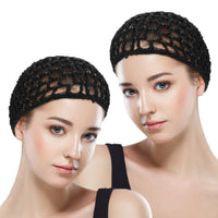 25 x Brand New COMNICO Crochet Hair Net, 2 Pack Net Cover Curls Hair Wrap Towels Sleeping Soft Nylon Thick Short Knitted Tube Scarf for Women Long Short Straight Curly Wig Gray  - RRP €690.0