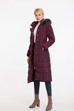 1 x RAW Customer Returns Polydeer Puffer Jacket Max Long Thickened Hooded Coat Vegan Down Winter Parka Women Bordeaux Xtra Small - RRP €109.88