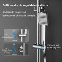 1 x RAW Customer Returns YOOZENA Shower Column with Mixer, with Overhead and Hand Shower, Adjustable Height, Chromed Stainless Steel - RRP €122.17