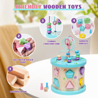 2 x Brand New HOMCENT Wooden Activity Cube for Children, 6 in 1 Montessori Educational Wooden Toy for Toddlers, First Birthday Gift for Young Girls Ages 3  - RRP €38.4