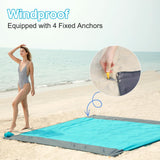 1 x RAW Customer Returns ISOPHO Picnic Blanket 200x210cm Beach Blanket Waterproof Beach Mat 4 Fixing Corners Sand-Free Beach Blanket Picnic for Beach, Camping Blue, 200 x 210cm  - RRP €20.64