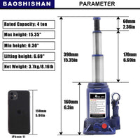 1 x RAW Customer Returns BAOSHISHAN 4 Ton Double Ram Bottle Jack Hydraulic Jack Portable Hydraulic Cylinder with Lifting Range 160mm - 390mm - RRP €93.0