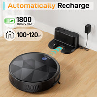 1 x RAW Customer Returns EICOBOT Robot Vacuum Cleaner Strong Suction, Silent Ultrathin Robot Vacuum Cleaner, 120 Minutes, Tangle-Free, Ideal for Animal Hair, Carpets and Hard Floors, 550ml, R20, Black Iron - RRP €89.99