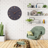 1 x RAW Customer Returns ACCSHINE MDF Wooden Wall Clock Without Ticking Noise Silent Modern 30cm Quartz Large Battery Operated Wall Clock Easy to Read for Room Home Kitchen Bedroom Office School Black Roman Numerals  - RRP €22.99