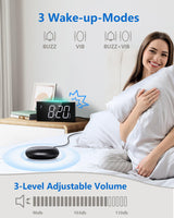 1 x RAW Customer Returns Alarm clock with vibration, loud, for deep sleepers hearing impaired deaf, 12 24 H, 7 ear night light, 7 large LED display, dimmer, large snooze button, 2 USB chargers, battery backup - RRP €24.99