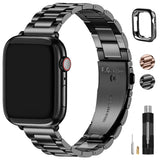 1 x RAW Customer Returns Fullmosa Compatible with Apple Watch Strap 45mm 44mm 49mm 42mm, Metal Replacement Band for Ultra 2 Ultra SE Series 9 8 7 6 5 4 3 2 1 Stainless Steel iWatch Bands Black Short  - RRP €28.51