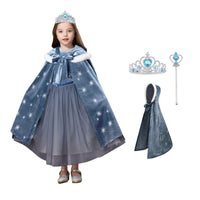 9 x Brand New ACWOO Anna Costume Girls, Anna Princess Dress with Cape, Anna Elsa Children s Princess Dress with Crown and Magic Wand for Christmas Carnival Wedding Party Halloween - RRP €198.81