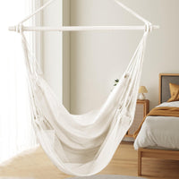 1 x RAW Customer Returns Chihee Swings Chair Hammock Strong Metal Folding Spreader Bar Portable Hanging Chair Maximum 227KG Comfortable Seat Patio Lawn Chair Cotton Blend for Superior Comfort Durability - RRP €30.0