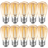 1 x RAW Customer Returns MZYOYO 2W S14 E27 LED Edison light bulb, 2W LED vintage filament lamp, 100LM, replaces 10W halogen lamps, 2700K warm white, 360 beam angle, glass, not dimmable, amber, pack of 10, energy class G - RRP €20.81