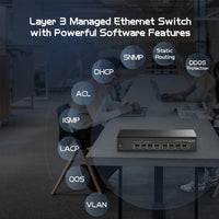 1 x RAW Customer Returns Binardat 8-Port 10 Gigabit SFP Managed Switch, Support 1G SFP and 10G SFP Modules, 160Gbps Bandwidth, L3 Web Management, Fanless Metal Fiber Network Switch - RRP €159.99