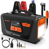 1 x RAW Customer Returns AlfaBot Q4 jump starter power bank, 4000A peak current booster car jump starter for 12V diesel and petrol engines, jump starter with air compressor, LED light, jump start cables - RRP €142.01