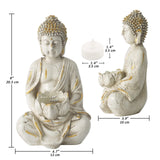 1 x RAW Customer Returns Yeomoo Meditation Buddha Figure Tealight Holder Candle Holder Decorative Living Room - Buddha Figures with Lotus Zen Room Decoration Garden Decoration for Outdoors with LED Tealight Personalized Gifts White 20CM - RRP €27.99