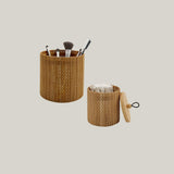 1 x RAW Customer Returns Gekkoli Set of 2 Bamboo Lid Storage Boxes, Round Rectangular, Small, Brown Round 8 x 8.2 12 x 11.2 cm , - RRP €22.8