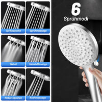 13 x Brand New VEHHE shower head, 6 jet types shower head for higher water pressure, one-hand setting hand shower, rain shower head large with anti-jam silicone nozzle, chrome - RRP €258.18