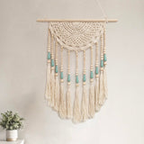 1 x Brand New Macrame Wall Hanging Large Boho Decor Handmade Yarn Woven Art Tapestry for Kids Room, Bedroom, Living Room Blue Beige - RRP €22.8