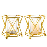 3 x Brand New NUPTIO Tealight Holder Candlestick Gold Geometric Tealight Geometric Candle Holder 2 Pieces Hexagon Metal Tealights Decorative Lantern Dining Room Living Room Bedroom Wedding Table - RRP €34.74