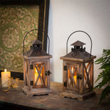 1 x RAW Customer Returns Sziqiqi Lantern Candle Holder Vintage Lantern Lantern Wooden Metal Decorative Lantern Holder for Outdoor Rustic Wedding Centerpiece Hanging Lantern Farmhouse Indoor Outdoor Lantern Decor 28cm - RRP €24.98