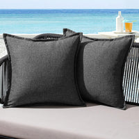 1 x RAW Customer Returns MIULEE Outdoor Cushion Weatherproof Cushion Cover Waterproof Decorative Cushion Covers Linen Look Sofa Cushion Decorative Cushion for Garden Sofa Couch Living Room Bedroom Set of 2 50 x 50 cm Dark Grey - RRP €23.1