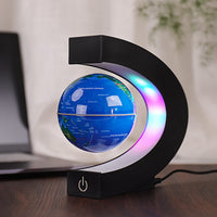 1 x RAW Customer Returns Magnetic Floating Globe with Colored LED Lights C Shape Anti-Gravity Maglev Rotating World Map for Gift Home Office Desk Decoration With Switch, Blue  - RRP €31.99