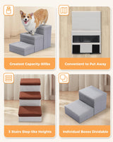 1 x RAW Customer Returns PETEPELA Foldable Dog Stairs 3 Steps Pet Stairs for Small Dogs with Storage Space, 3 Steps to Couch - RRP €45.48