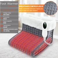 1 x RAW Customer Returns Biutee Foot Warmer Electric Foot Warmer with Washable Inner Lining, 30-60 Fast Heating and 10 Adjustable Temperature Levels, Electric Foot Heater with Intelligent Timer Settings - RRP €39.31