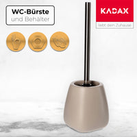 1 x RAW Customer Returns KADAX toilet brush and container, toilet brush with longer handle, ceramic toilet brush 12 x 36 cm, toilet set for a clean toilet, Pastello series beige  - RRP €20.16