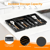 1 x RAW Customer Returns iDavosic.ly Cutlery Tray for Drawers, Expandable Cutlery Insert for Drawers Cutlery Organizer Kitchen, Adjustable Cutlery Holder Cutlery Spoon Forks Plastic Knife, Black - RRP €21.99