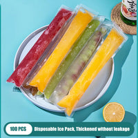 4 x RAW Customer Returns Pack of 100 water ice bags, ice cream molds, popsicles, DIY ice cream on a stick for yogurt, juice smoothies, stick water ice bags, with funnel, water ice bags with zip closure 22 x 6 cm  - RRP €51.2