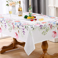 1 x RAW Customer Returns Alishomtll Floral Tablecloth, Spring and Summer Garden Tablecloth, Outdoor Waterproof Washable Tablecloths, Kitchen Living Room Polyester Table Linen, Picnic Party Decoration, 140x240cm - RRP €22.22