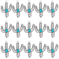 1 x Brand New SUNNYCLUE 1 Box 20Pcs Small Cactus Charms Bulk, Mini Silver Charms Summer Desert Turquoise Plant Cactus Tibetan Alloy Charms for Jewelry Making, Por - RRP €19.2