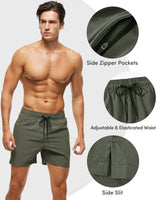 1 x RAW Customer Returns Domee Men s Swim Trunks Board Shorts Pants Short with Pockets Zipper Summer Army Green M - RRP €21.56