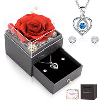 1 x RAW Customer Returns CSYY Eternal Rose, Gifts for Women Rose Beating Heart Necklace Earrings Handmade Preserved Roses Jewelry Gift Box Gift Sister Wife on Mother s Day - RRP €17.47