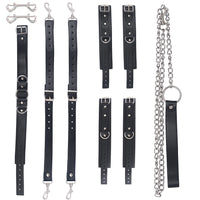 1 x RAW Customer Returns BDSM sex bondage set dog slave with 4 handcuffs, ankle cuffs, 2 straps, collars with leash, fetish SM erotic sex toy for couples, women, 10 pieces bondage restraint set, sex toy, black - RRP €20.81