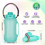 1 x RAW Customer Returns ONTA Collapsible Silicone Water Bottle - 2 Litre Sports Water Bottle with Time Marker and Straw - BPA Free - 68oz Foldable Sport Outdoor - for Fitness Gym Home Office Fishing Green  - RRP €21.17