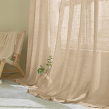 1 x RAW Customer Returns Woaboy 2 Pieces Translucent Linen Curtains Modern Decorative Eyelet Curtains for Living Room and Bedroom 140x175cm Beige - RRP €35.99