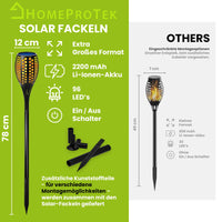 1 x RAW Customer Returns HOMEPROTEK solar torches for outdoors - set of 2, XXL large, 96 LED lamps with 3 light levels, flame, breathing and flickering effect, IP65, automatic on off, solar lamps for garden, yard, balcony, driveway - RRP €30.24