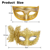 1 x RAW Customer Returns Aomig Venetian Mask, Pack of 2 Masquerade Eye Masks for Men and Women, Sexy Cat Mask Masks for Carnival Masquerade Ball Carnival Evening Dress Party Yellow  - RRP €9.37