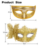 1 x RAW Customer Returns Aomig Venetian Mask, Pack of 2 Masquerade Eye Masks for Men and Women, Sexy Cat Mask Masks for Carnival Masquerade Ball Carnival Evening Dress Party Yellow  - RRP €9.37